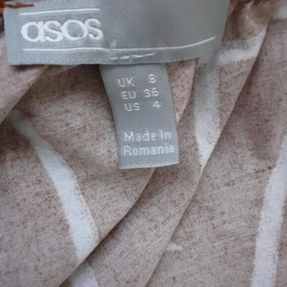 ASOS DESIGN cotton mini smock dress abstract print women 4 FESTIVAL RODEO Y2K - Picture 7 of 10